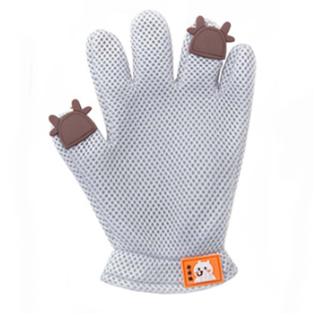 Pet Grooming Glove Gentle Deshedding Brush Glove Five Finger Design Grey