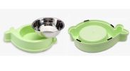Stainless Steel Pet Bowls Water and Food Feeder Non Spill Skid Resistant [D]