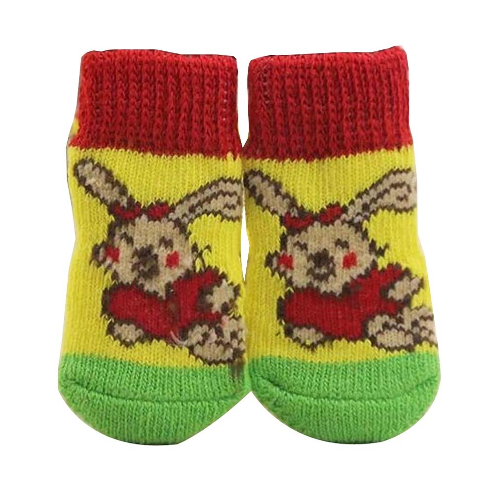 [Rabbit] 8 Pcs Lovely Knit Dog Socks Cat Socks Pet Knitted Socks Indoor Wear