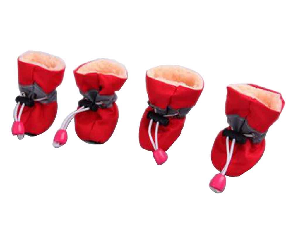 2 Pairs of Pet Shoes Pet Rain Shoes Waterproof Shoes for Winter [Red]