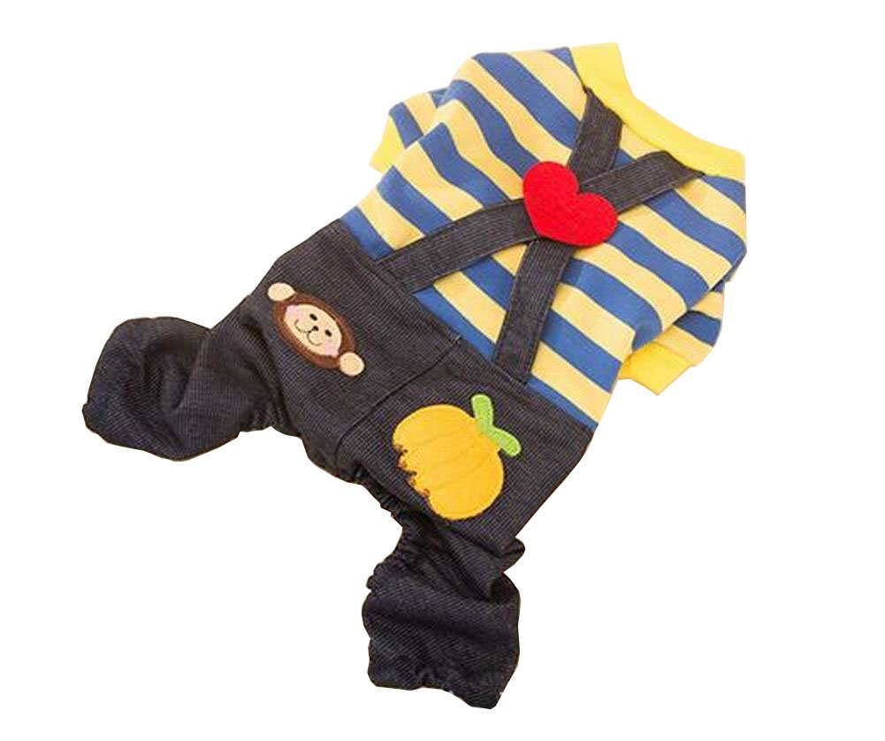 Striped Four Legged Puppies Dressed Spring Summer Clothing [Yellow]
