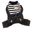Striped Four Legged Puppies Dressed Spring Summer Clothing [Black]