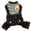 Striped Four Legged Puppies Dressed Spring Summer Clothing [Green]