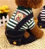 Striped Four Legged Puppies Dressed Spring Summer Clothing [Green]