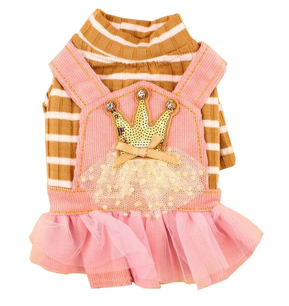 Pet Clothes Little Dogs Dress Fashion Cute Special Clothing Crown [Pink]