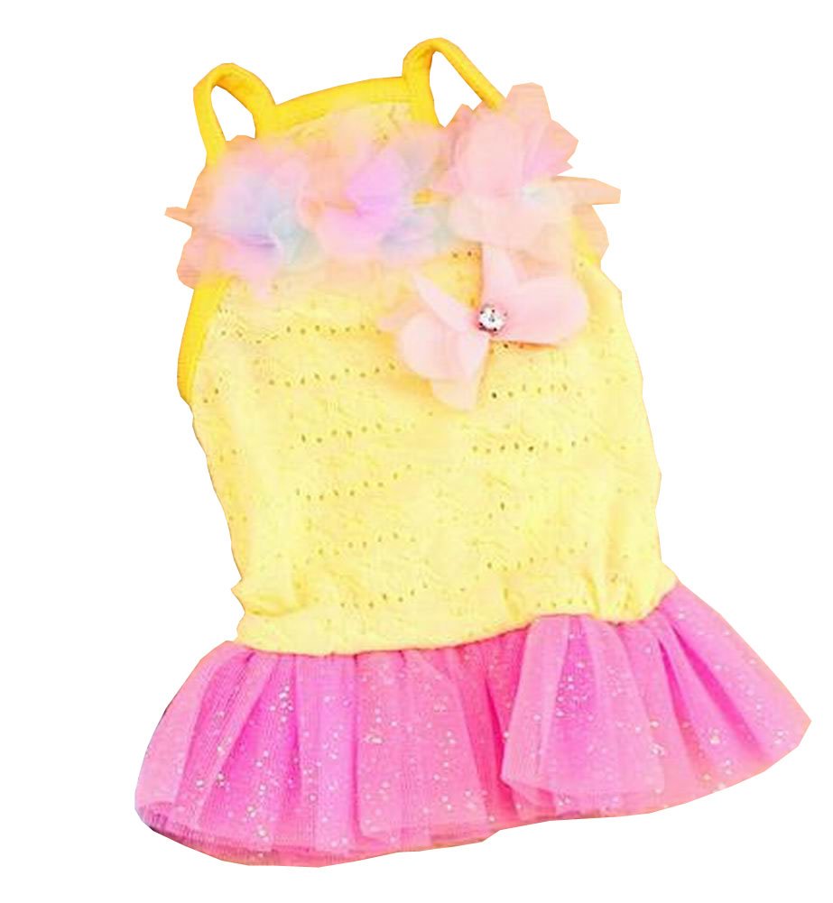 Little Dogs Clothing Fashion Clothing Princess Dress Heart [Yellow]