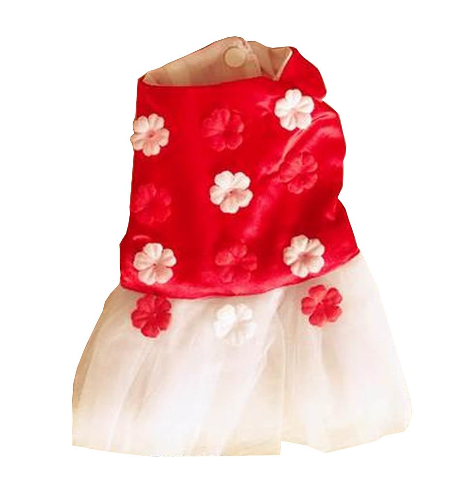 Little Dogs Clothing Fashion Clothing Princess Dress Flowers [Red]