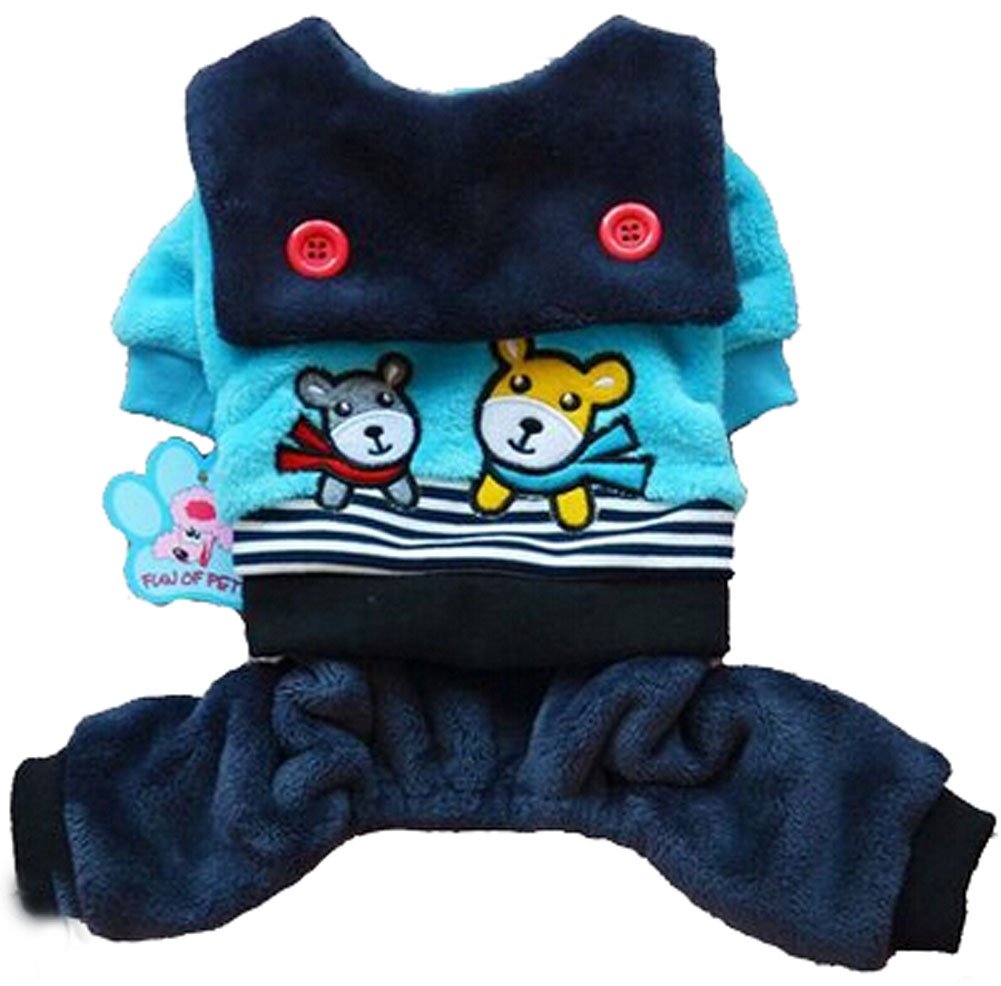 Fashion Pet Dog Warmth Clothes Winter Dress Pet Clothes Blue