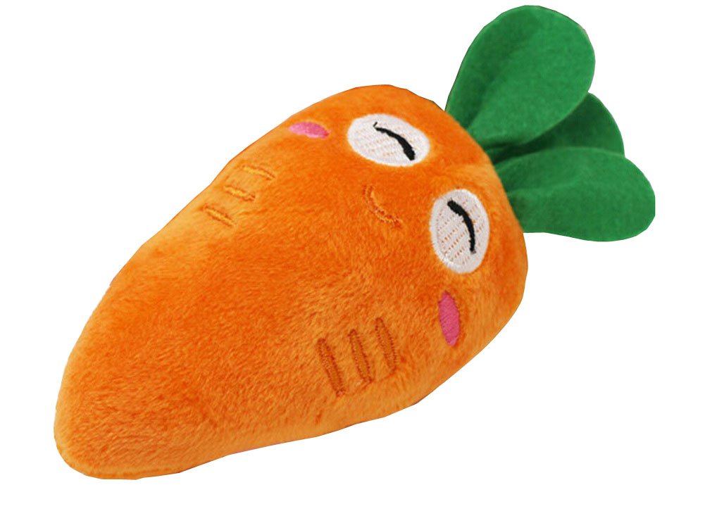 Set of 2 Pet Toys Puppy Toys Just for Fun Plush Squeaky for Puppy [Carrot]