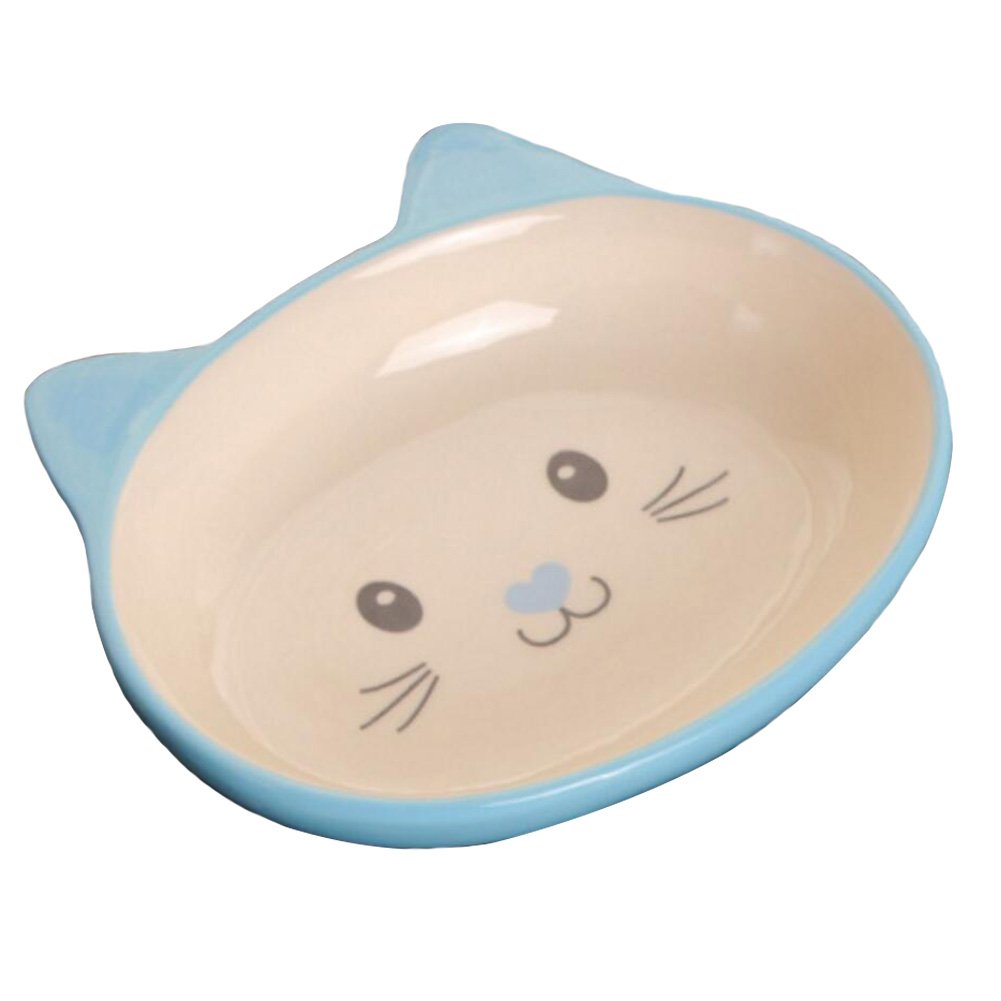 Porcelain Cat Face Pets Bowls Dogs Cats Bowls Pet Supplies Cat Accessories-Blue