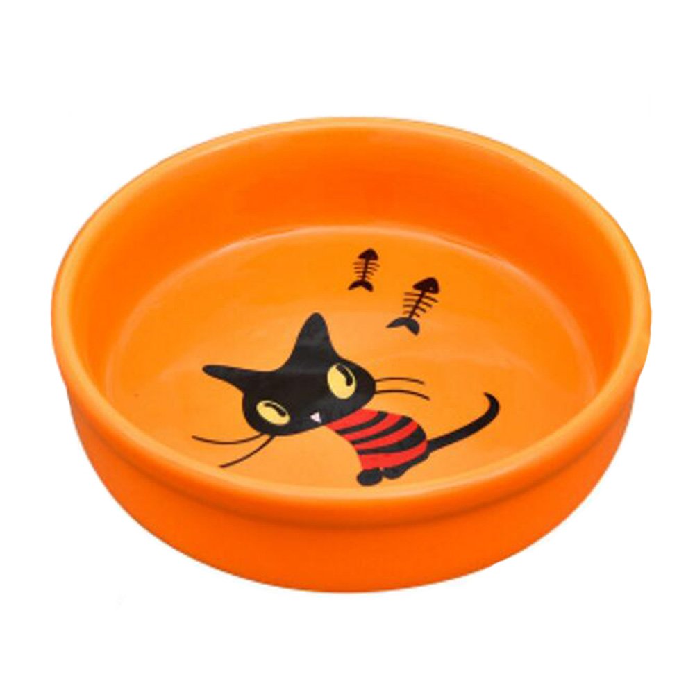 Porcelain Kittens Pets Bowls Dogs Cats Bowls Pet Supplies Cat Accessories-Orange