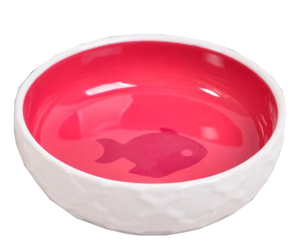 One Little Ceramic Feeding Pot/Pet Bowl/Dog Bowl/Cat Bowl For Food & Water 12x12x4CM(Red)