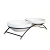 Little Double Bowls Set Ceramic Feeding Pot/Pet Bowls/Dog Bowls/Cat Bowls For Food & Water S Size(C#03)