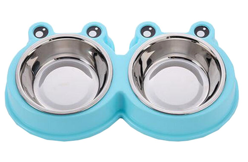 Little Double Bowls Set Feeding Pot/Pet Bowls/Dog Bowls/Cat Bowls For Food & Water M Size(C#06)