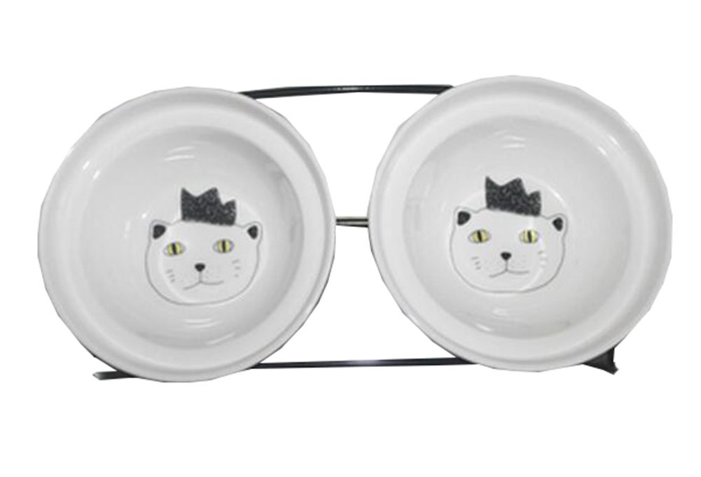 Little Double Bowls Set Ceramic Feeding Pot/Pet Bowls/Dog Bowls/Cat Bowls For Food & Water S Size(C#07)