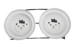 Little Double Bowls Set Ceramic Feeding Pot/Pet Bowls/Dog Bowls/Cat Bowls For Food & Water S Size(C#07)