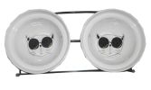 Little Double Bowls Set Ceramic Feeding Pot/Pet Bowls/Dog Bowls/Cat Bowls For Food & Water S Size(C#08)