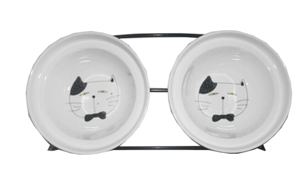 Little Double Bowls Set Ceramic Feeding Pot/Pet Bowls/Dog Bowls/Cat Bowls For Food & Water S Size(C#09)