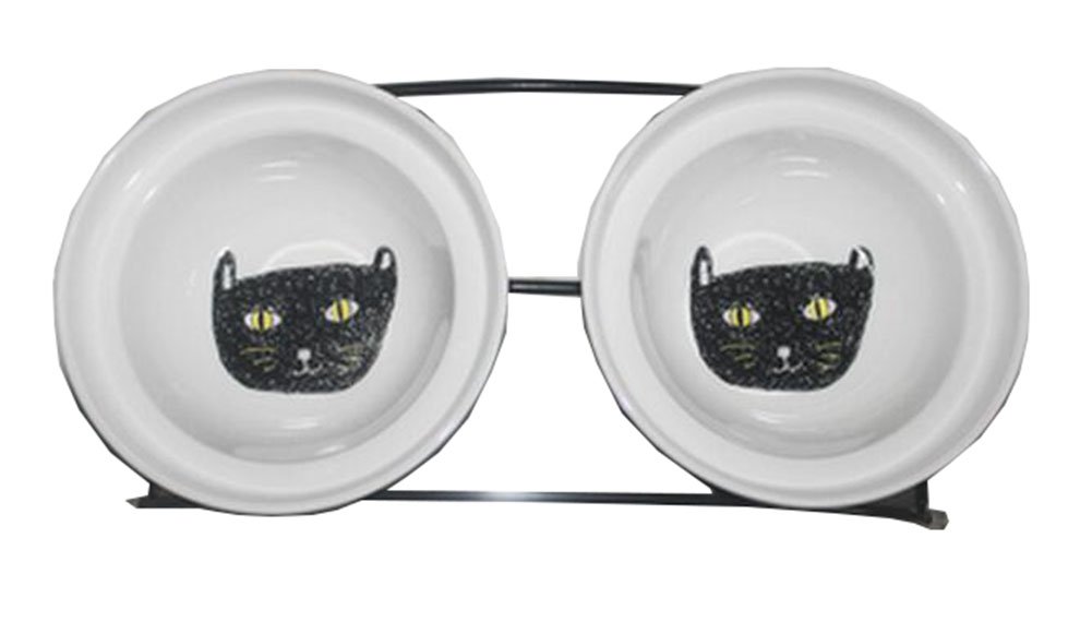 Little Double Bowls Set Ceramic Feeding Pot/Pet Bowls/Dog Bowls/Cat Bowls For Food & Water S Size(C#10)