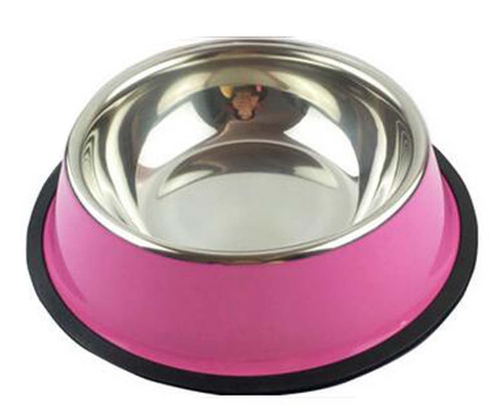 Little Stainless Steel Bowl Set Feeding Pot/Pet Bowl/Dog Bowl/Cat Bowl For Food & Water M Size (Pink)