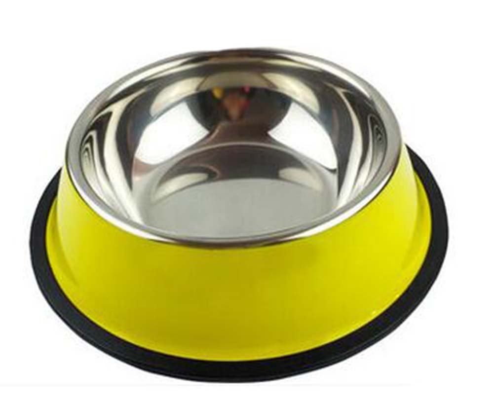 Little Stainless Steel Bowl Set Feeding Pot/Pet Bowl/Dog Bowl/Cat Bowl For Food & Water M Size (Yellow)