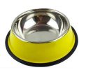 Little Stainless Steel Bowl Set Feeding Pot/Pet Bowl/Dog Bowl/Cat Bowl For Food & Water M Size (Yellow)