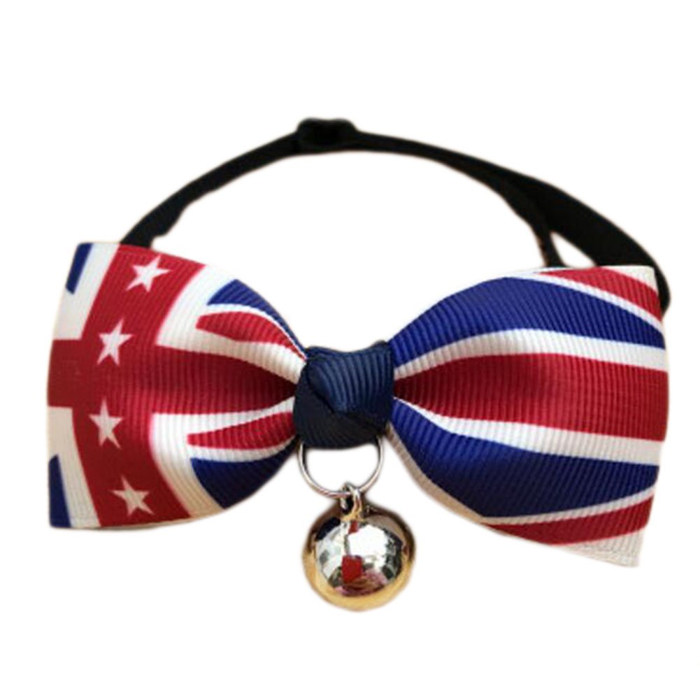 England Style Pet Collar Tie Adjustable Bowknot Cat Dog Collars with Bell-A06