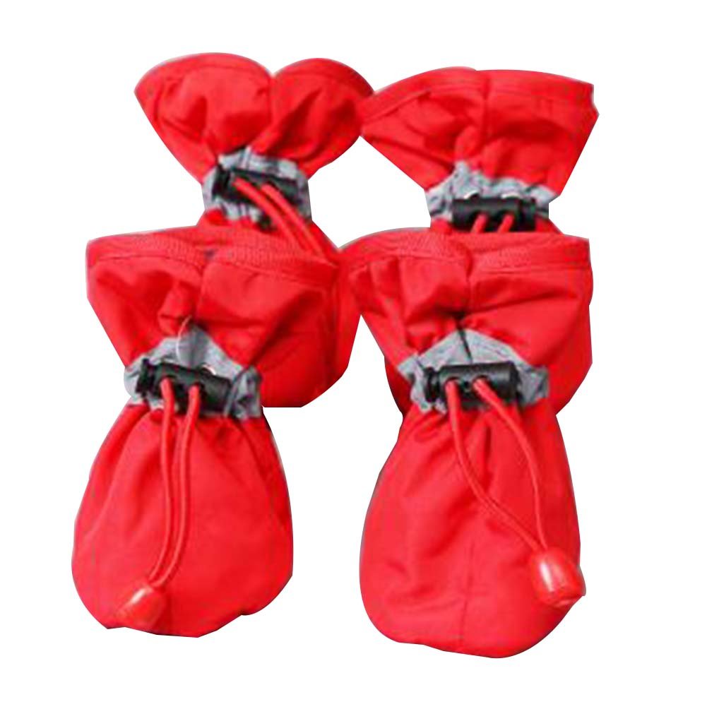 [Red] A Set of 4 Pet Shoes Pet Dog Cat Tiny Shoes, Waterproof