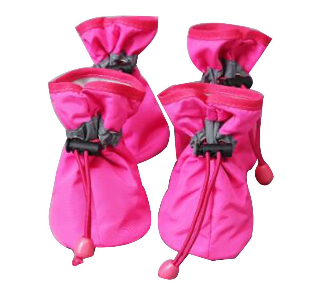 [Rose Red] A Set of 4 Pet Shoes Pet Dog Cat Tiny Shoes, Waterproof