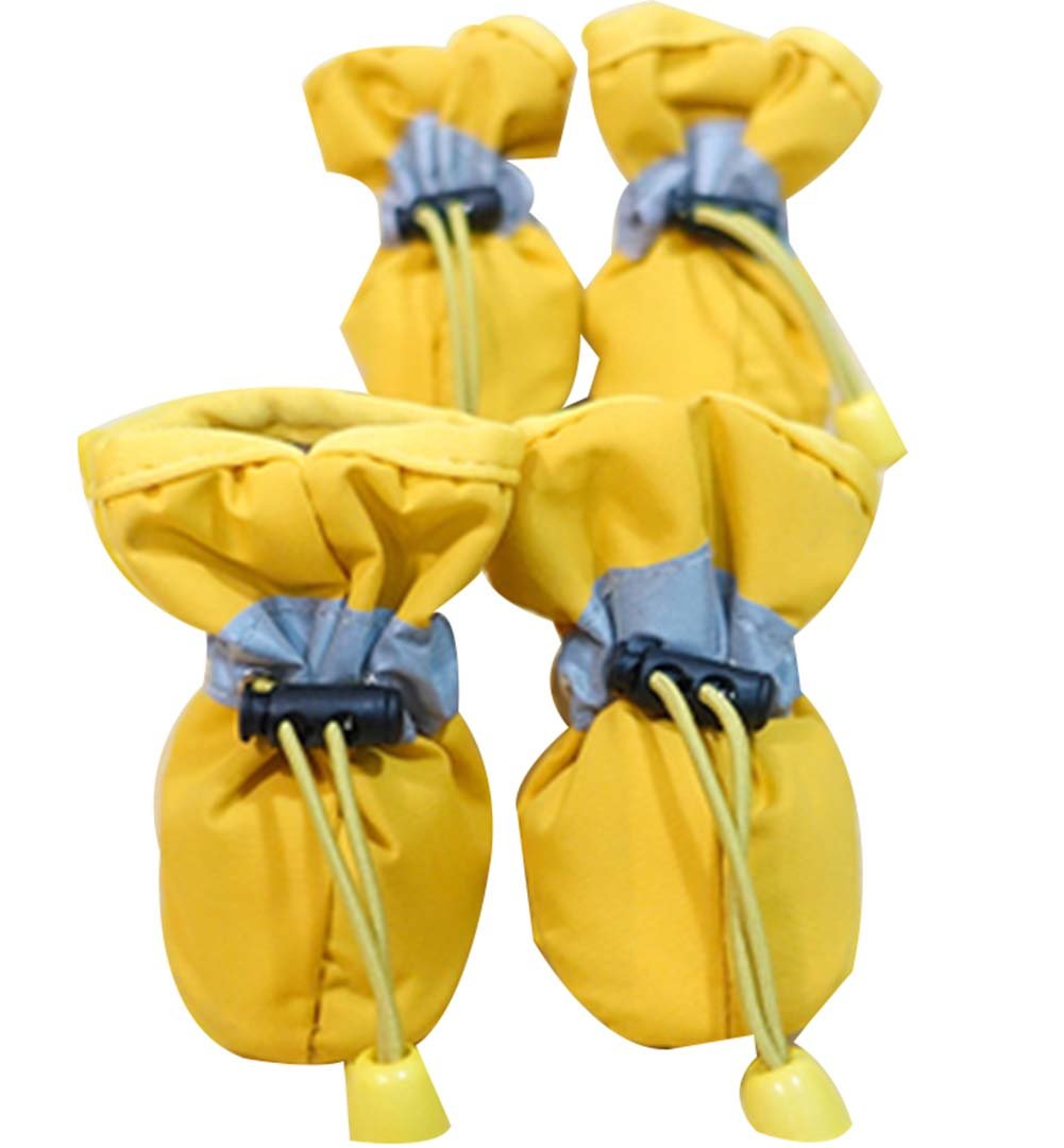 [Yellow] A Set of 4 Pet Shoes Pet Dog Cat Tiny Shoes, Waterproof