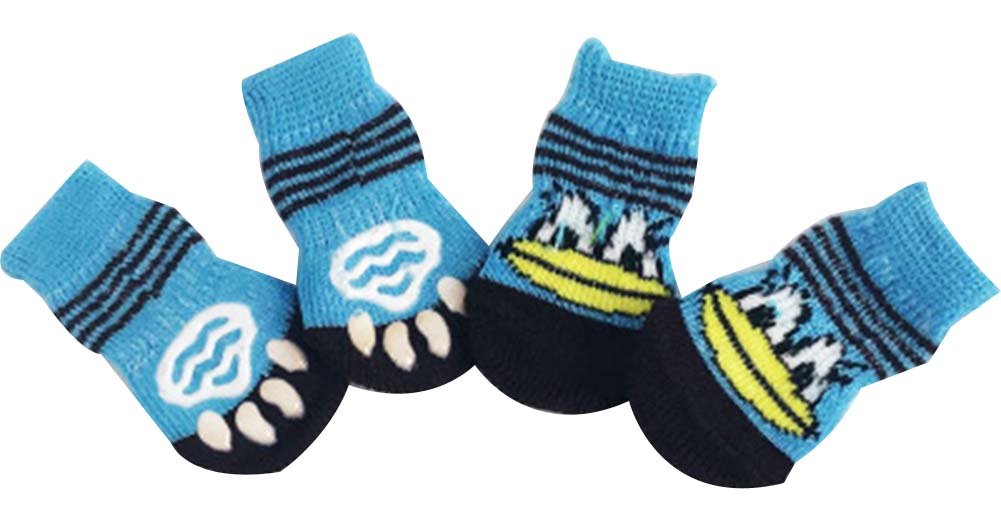A Set of 4 Pet Shoes Puppy Cat Pet Socks for Summer [B]