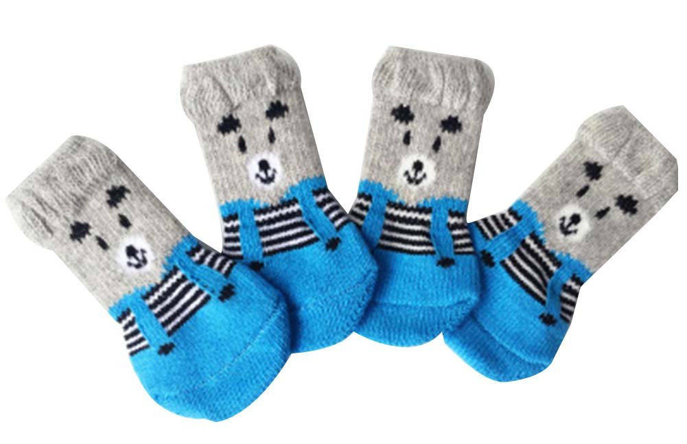 A Set of 4 Pet Shoes Puppy Cat Pet Socks for Summer [C]
