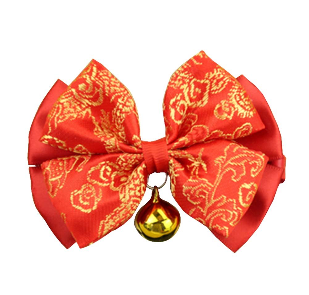 Chinese Style Auspicious Pet Bow Tie Dog Accessories Cat Bow Necklace