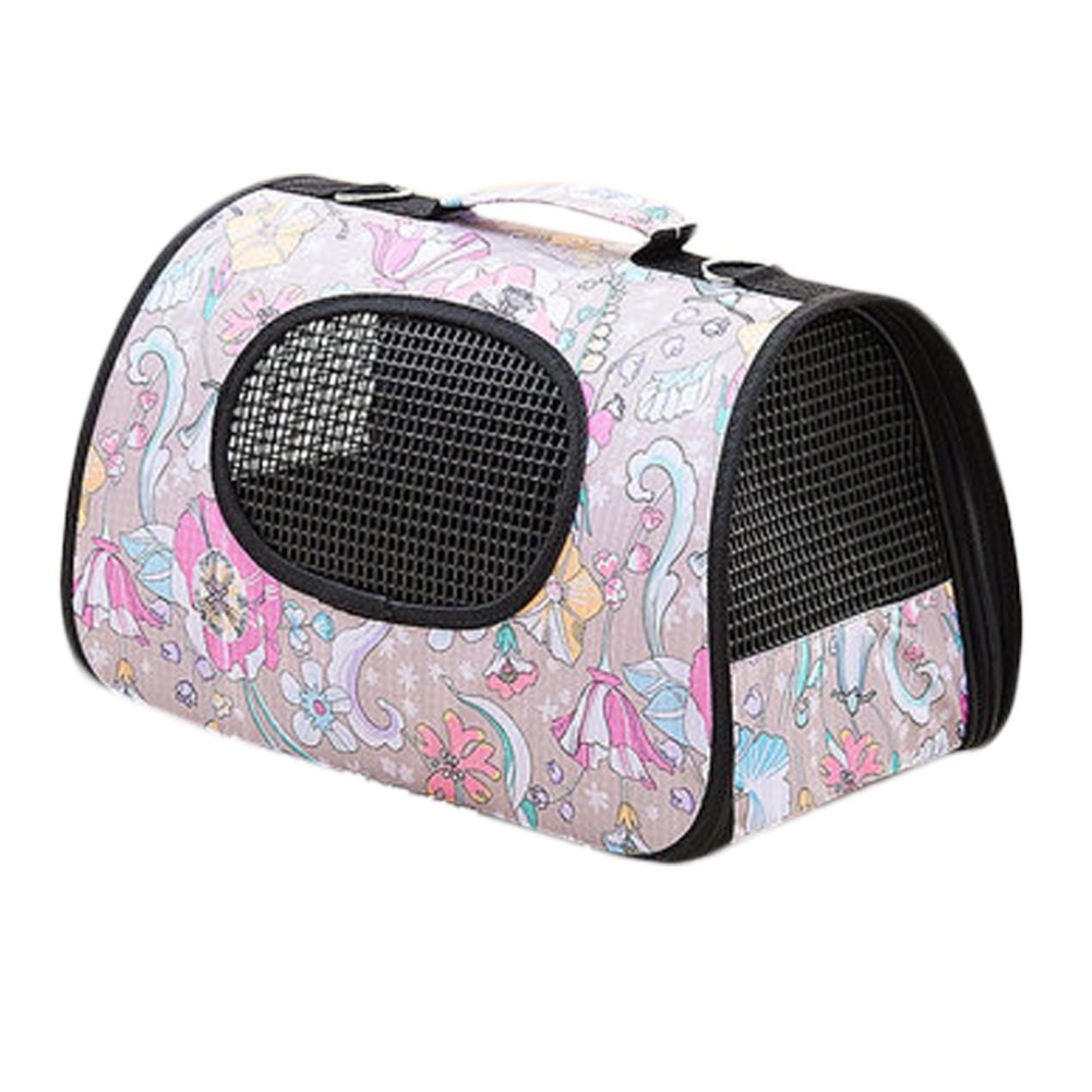 Foldable Soft-Sided Dog/Cat/Pet Carrier Travel Kennel Up to 2.5 kg-Pink Flower