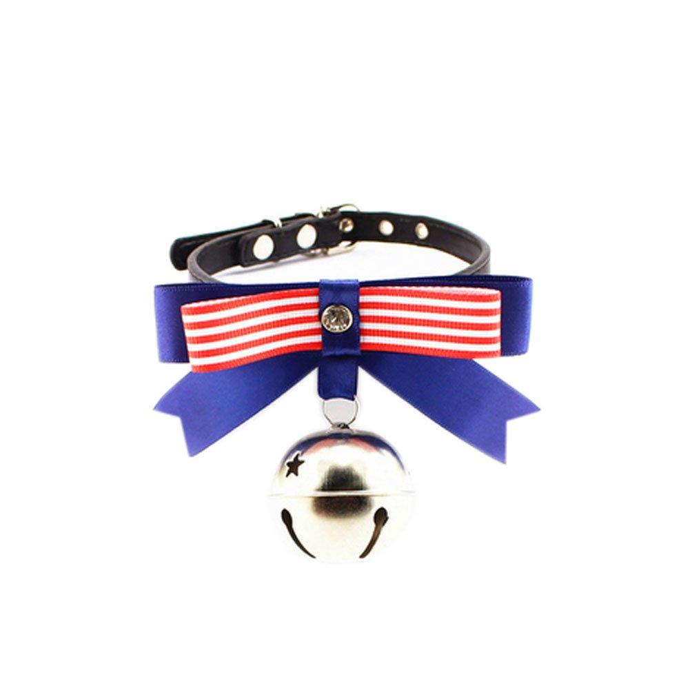 [Red Stripe] Adjustable Bow Tie with Bell Collar for Cats, Dog(Fit 21~26cm Neck)