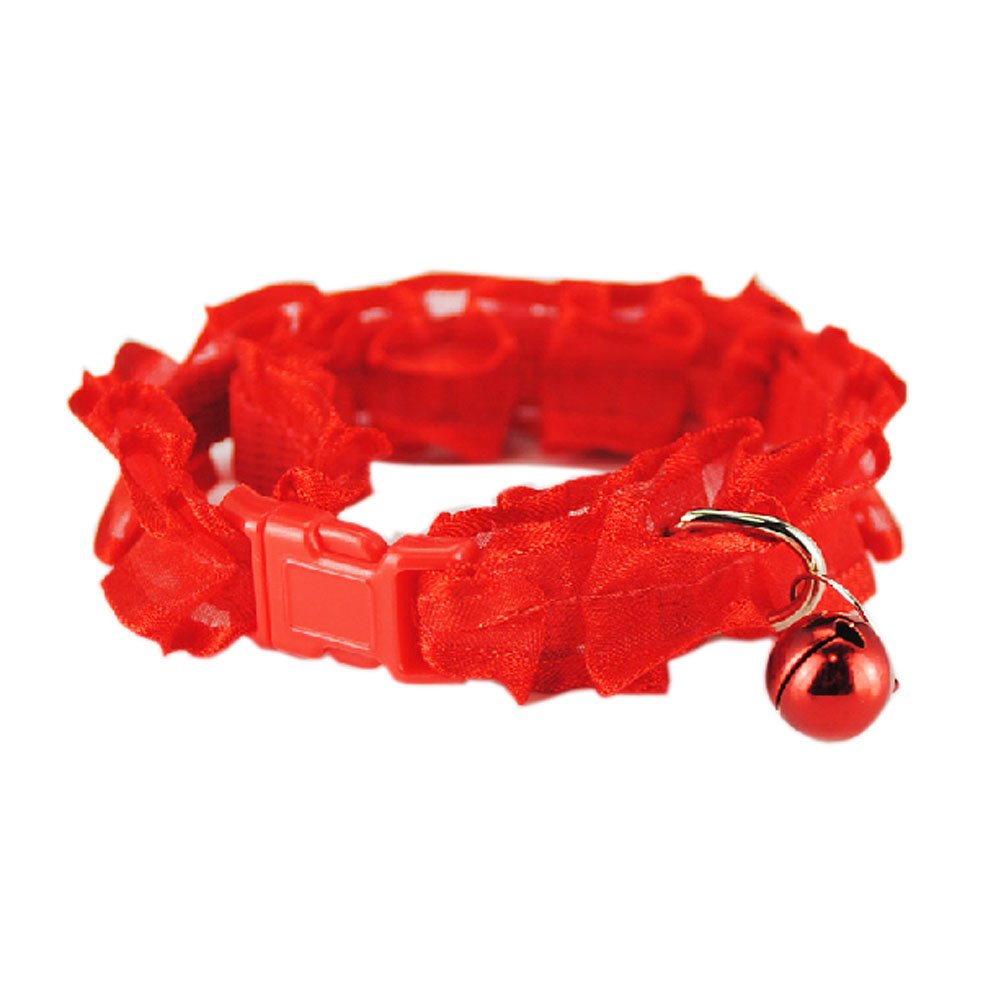 Lace Trimming with Little Bell Collar for Cat RED(Fit 17~28cm Neck)