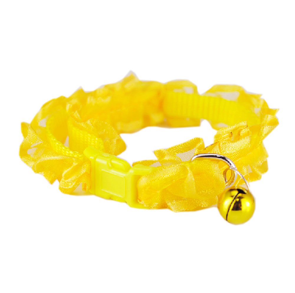 Lace Trimming with Little Bell Collar for Cat YELLOW(Fit 17~28cm Neck)
