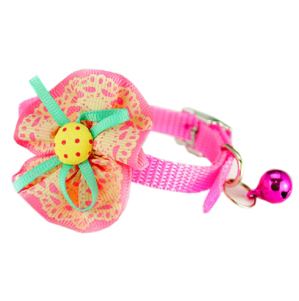 Sunflower Decorated with Little Bell Collar for Cat PINK(Fit 17~28cm Neck)
