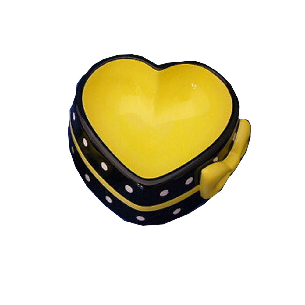 5-Inch [Lovely Yellow Bow] Ceramic Cat Food Bowl , Pet Bowl (12.8*12.8*5cm)