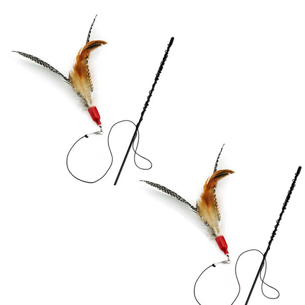 Set of 2 Interactive Educational Toy for Pet--Feathers Cat Toy/Bird Rod [No.04]