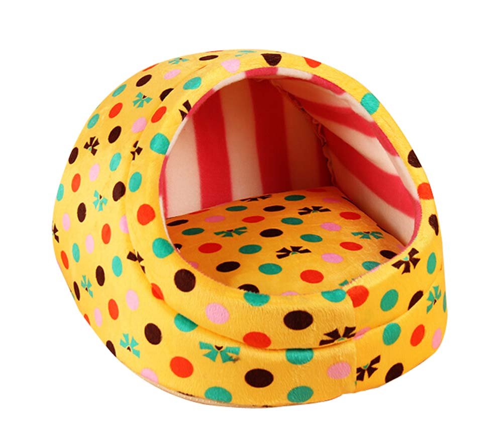 Yellow Polka Dot Puppy Bed Small Egg-Shaped Cat & Dog House