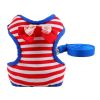 Red Striped Sailor Style Pets Leash Harness Supplies for Puppy Medium Size