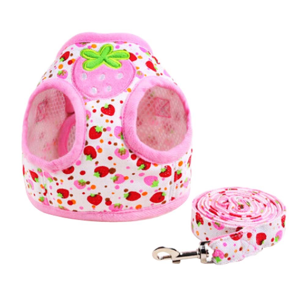 Cartoon Fruit Strawberry Pattern Dogs Leash Pet harness Supplies, M Size