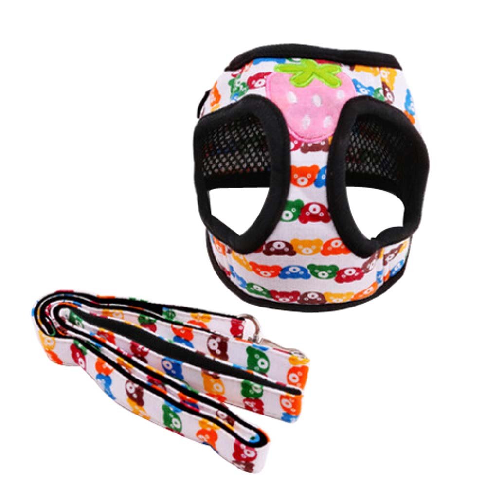 Nylon Material Pets Supplies Little Bear Printing Dogs Leash Collar, M Size