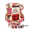 Cute Pink Bear Pattern Nylon Material Pets Harness Supplies Dogs Leash M Size