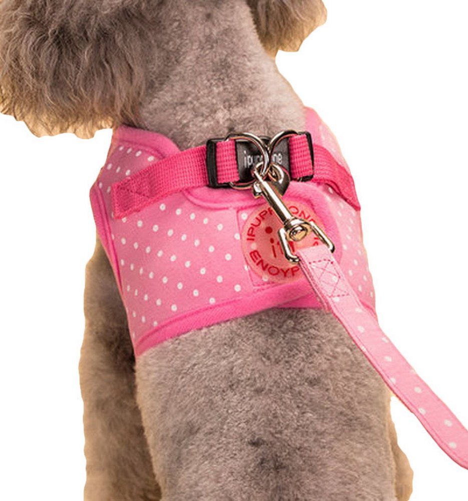 Vest Leashes - Dog Harness Leash--??L Size: Bust 46cm??Pink Dot