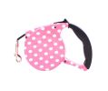Pink Dots, Strong Durable Retractable Hard-wearing Pet Leash, 5M