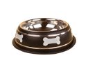 Cute Bones Dog Bowl Stainless Steel Style Pet Bowl BLACK