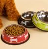 Cute Bones Dog Bowl Stainless Steel Style Pet Bowl BLACK