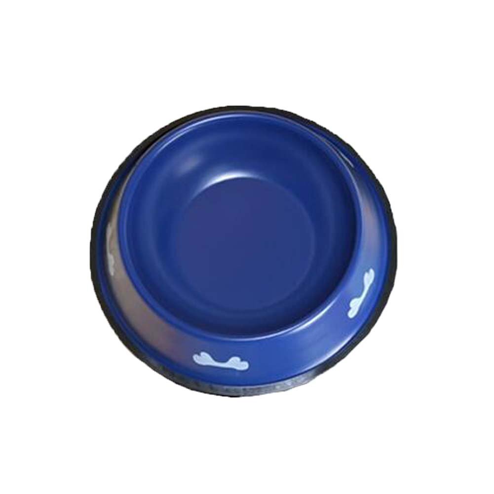Round Stainless Steel Bone Pattern Dog Bowl Pet Bowl Feed Bowl for Dogs Cat 7.4"